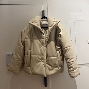 Nanushka Vegan Hide Puffer Jacket in Creme